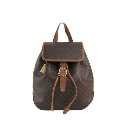 CELINE Macadam Front Buckle Backpack Brown Vintage 6yeab5