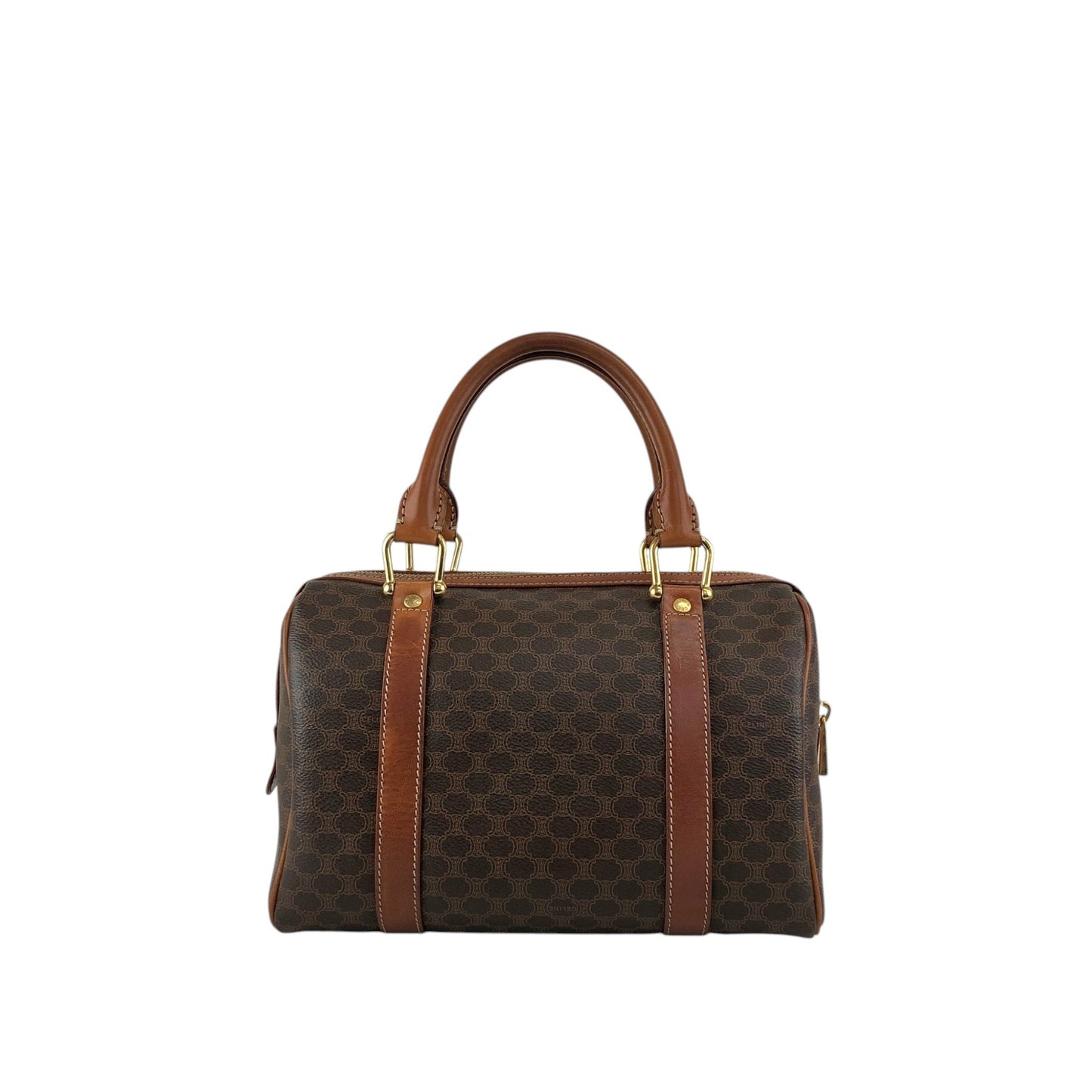 CELINE Macadam Blason Handbag Boston bag Brown Vintage ikwctp