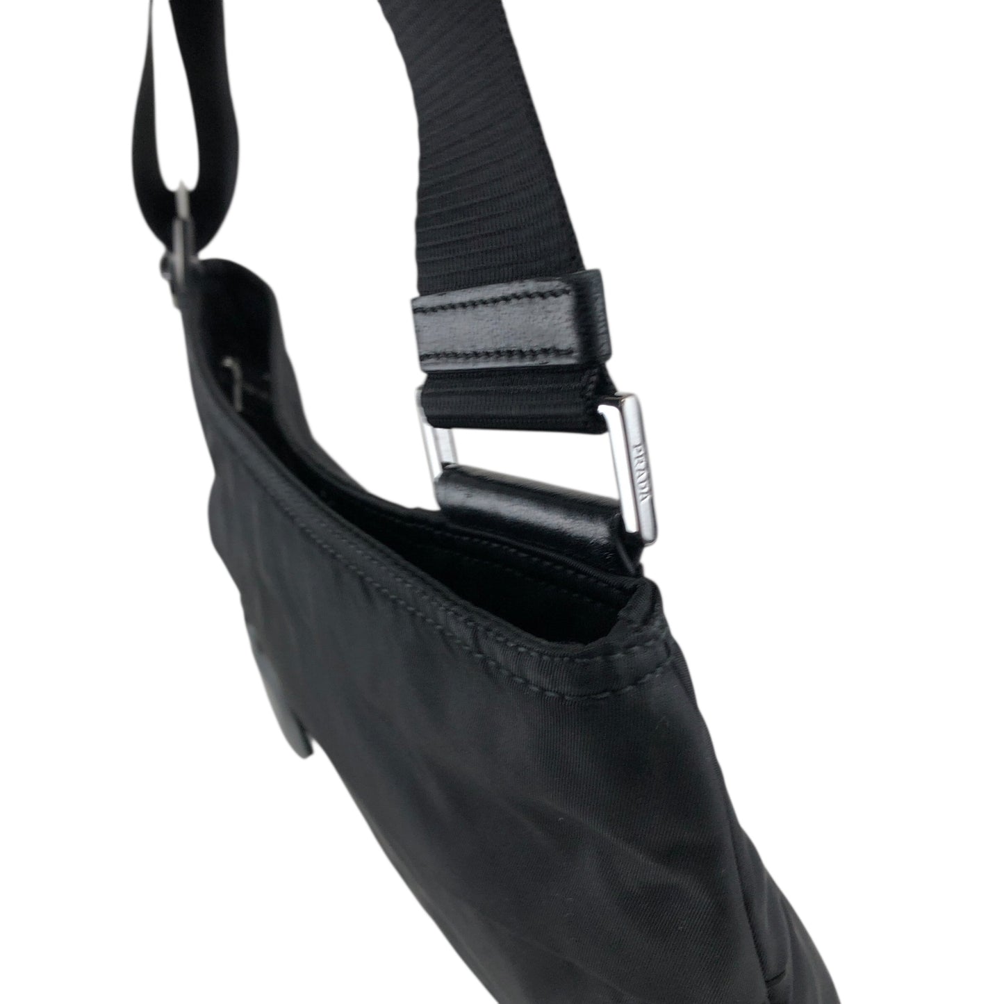 PRADA Tessuto Triangle Logo Shoulder bag Black Vintage f7iw67