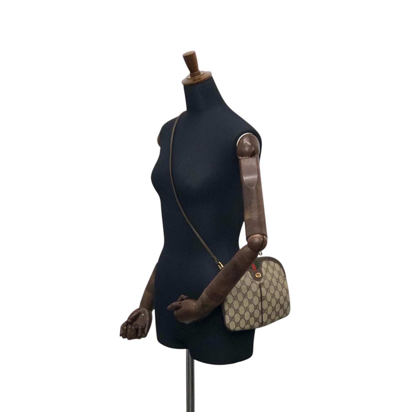 GUCCI Sherry Line GG Logo Shoulder bag Brown Vintage xif7sk