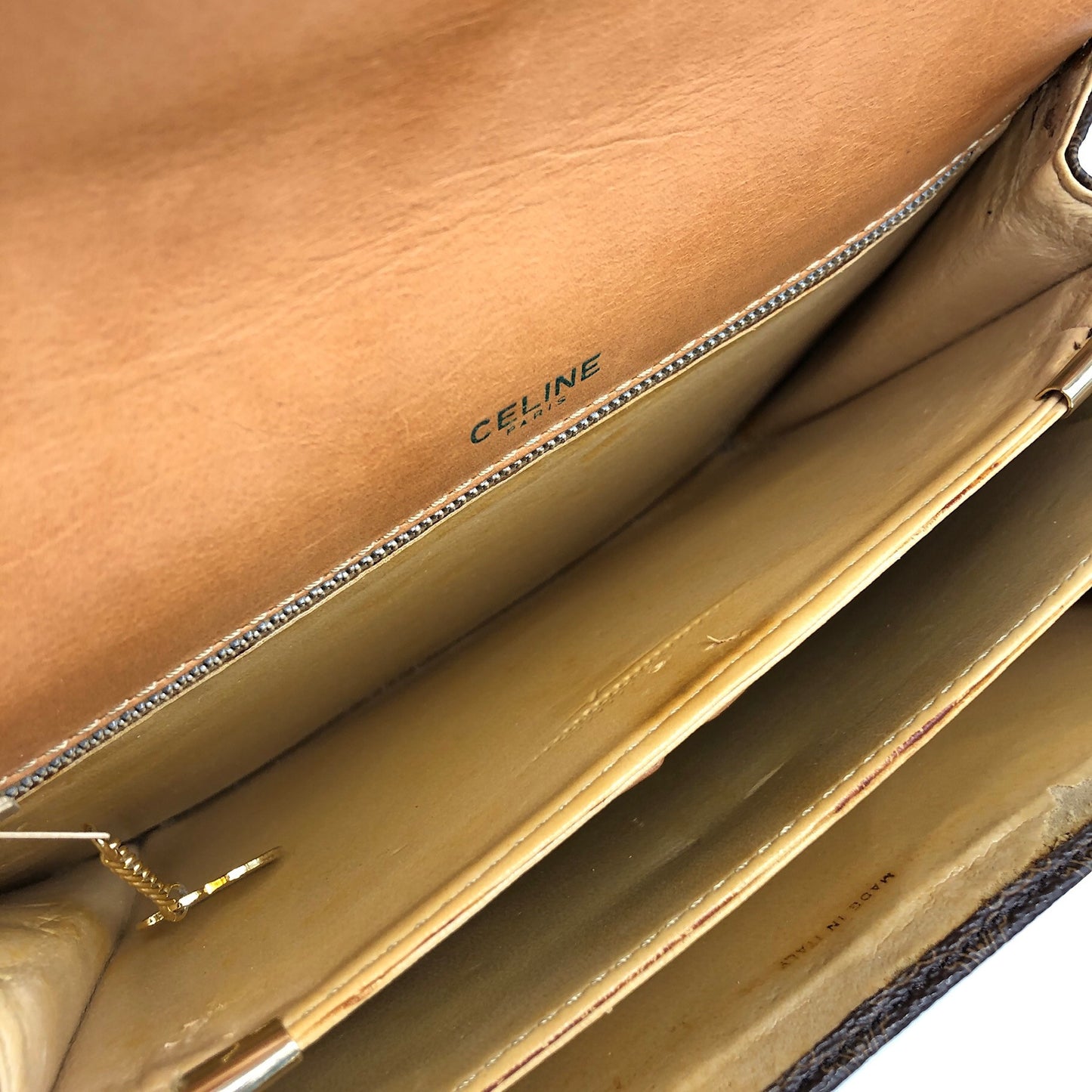 CELINE Macadam Horse Carriage Shoulder bag Brown Vintage dccdnx
