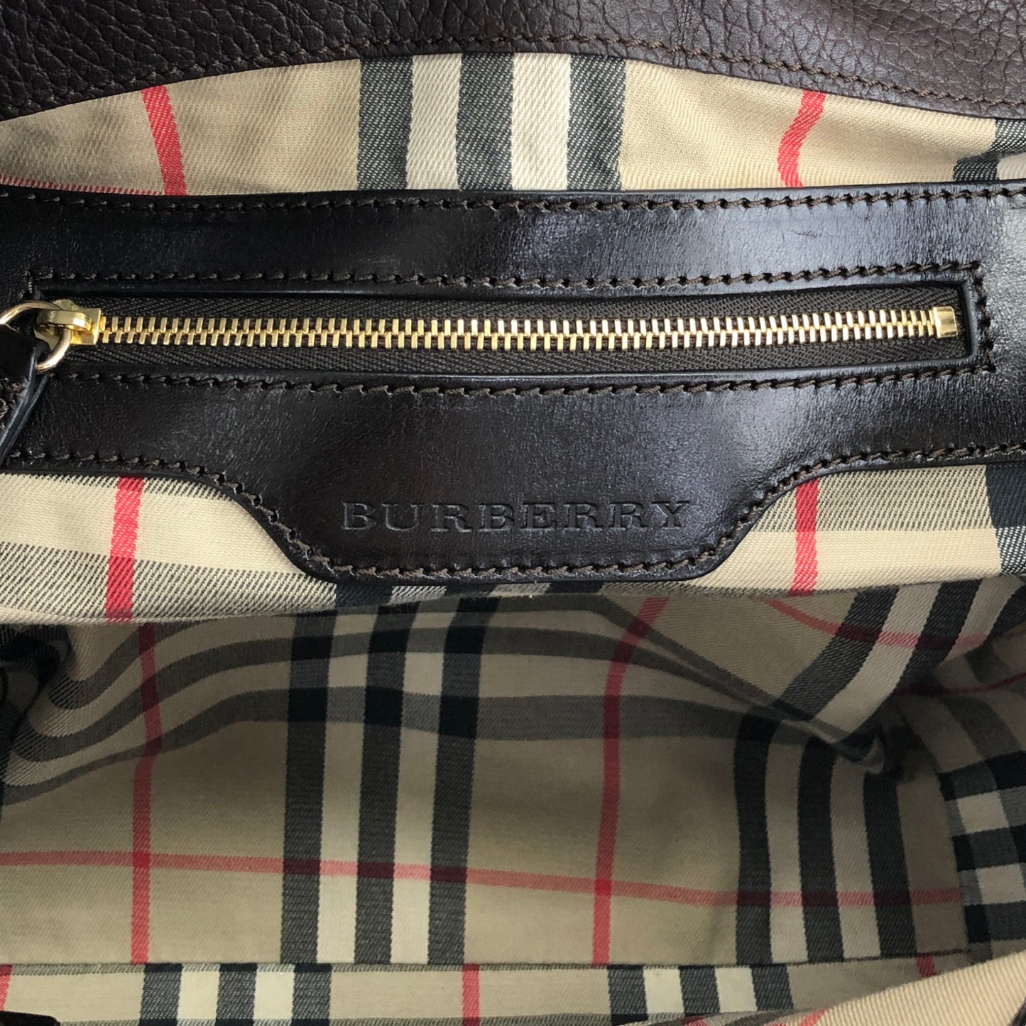BURBERRY Logo Shoulder bag Hobobag Dark Brown Vintage czmhjj