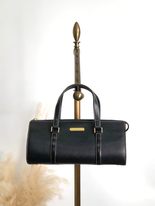 BURBERRY Logo Handbag Black Vintage vmkueb