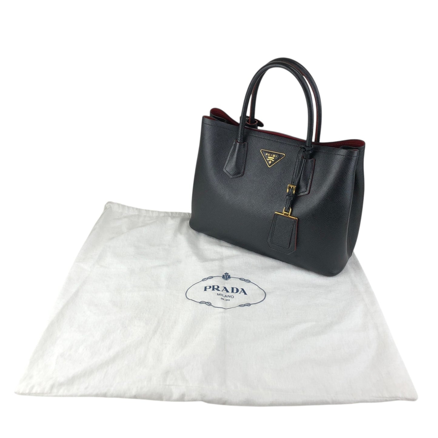 PRADA Triangle Logo Handbag Black Vintage n54bxv