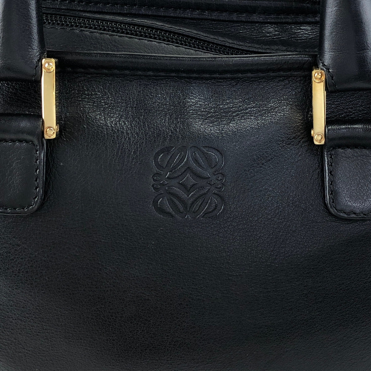 LOEWE Amazona Anagram Small Boston bag Handbag Black Vintage jeeyya