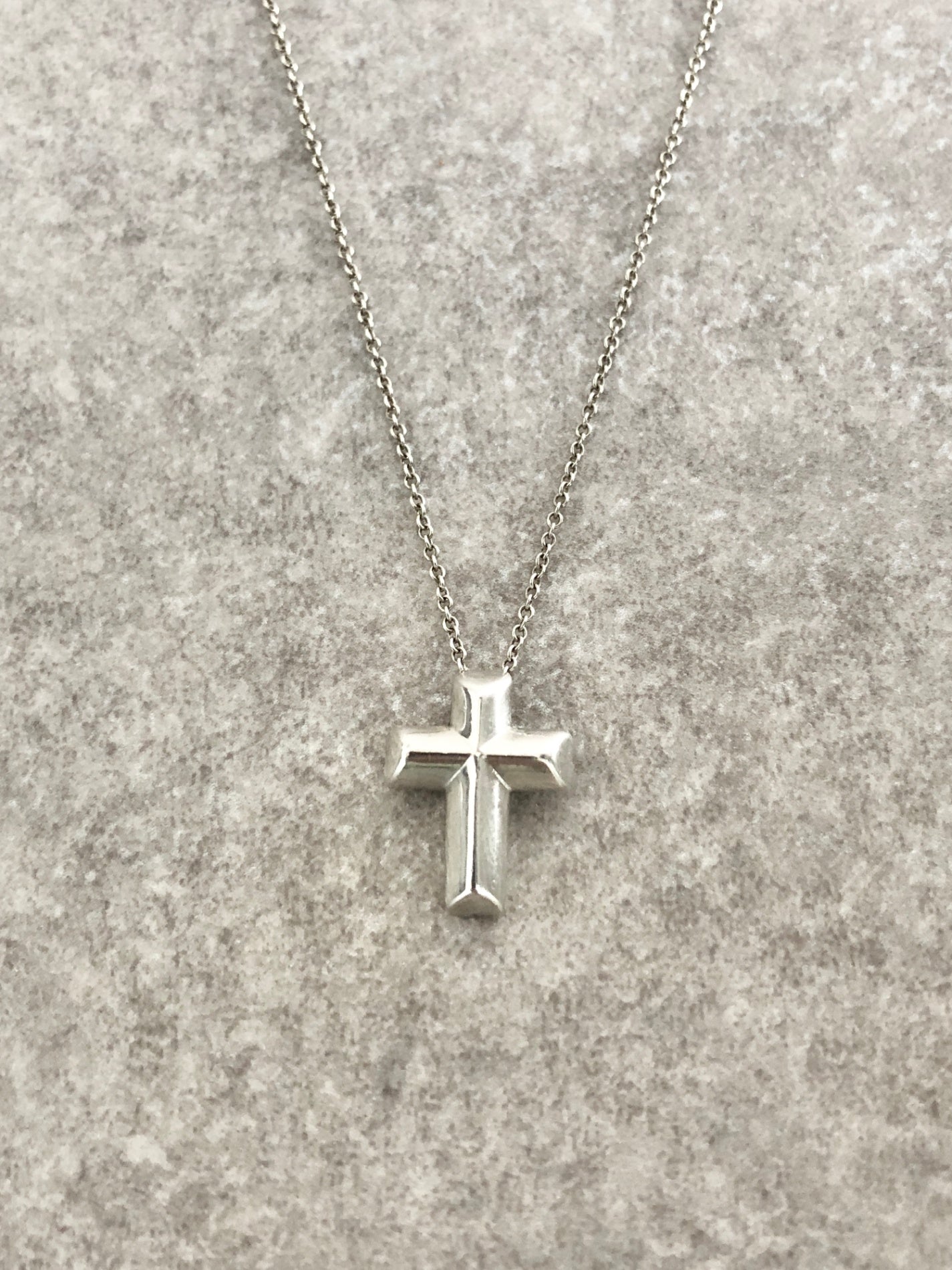 Tiffany & Co. Cross Motif SILVER925 Necklace Silver Vintage k35ft3