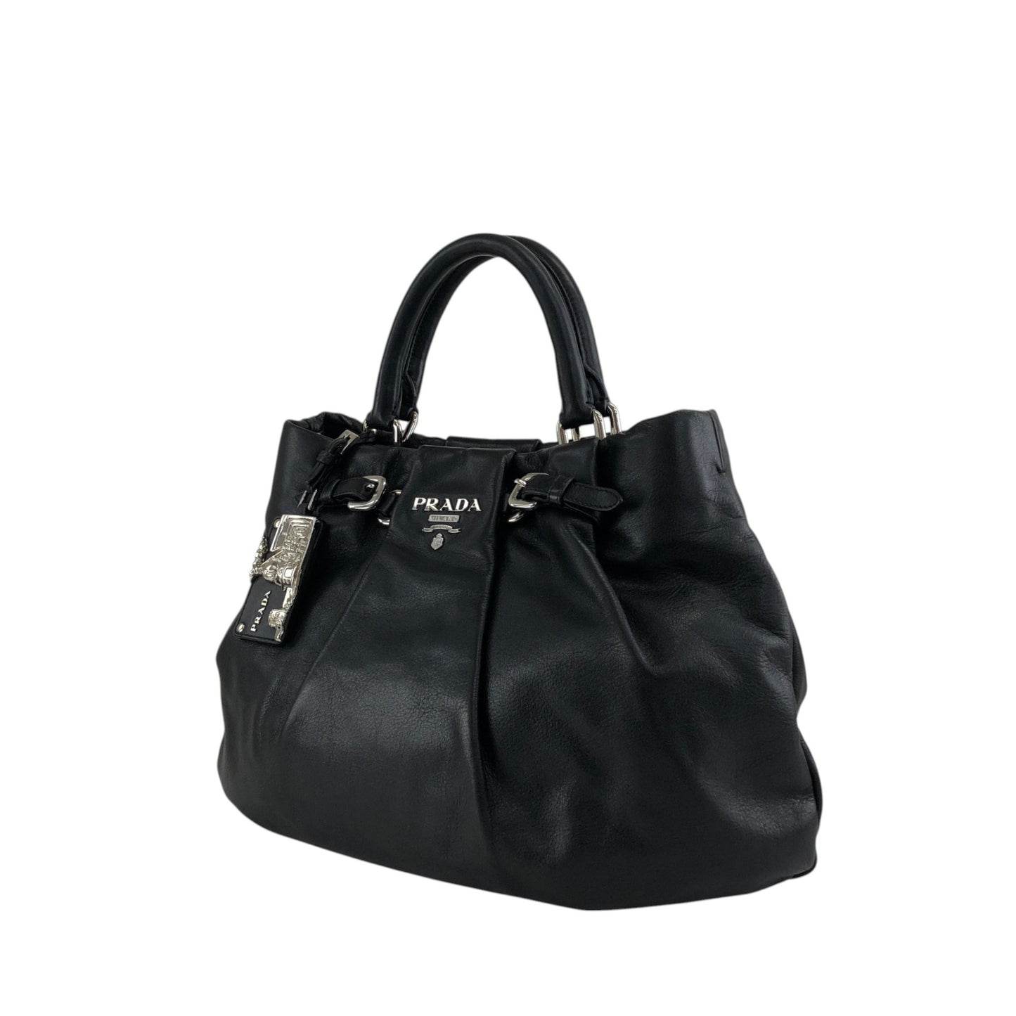 PRADA Logo Two-way Handbag Shoulder bag Black Vintage guwiir