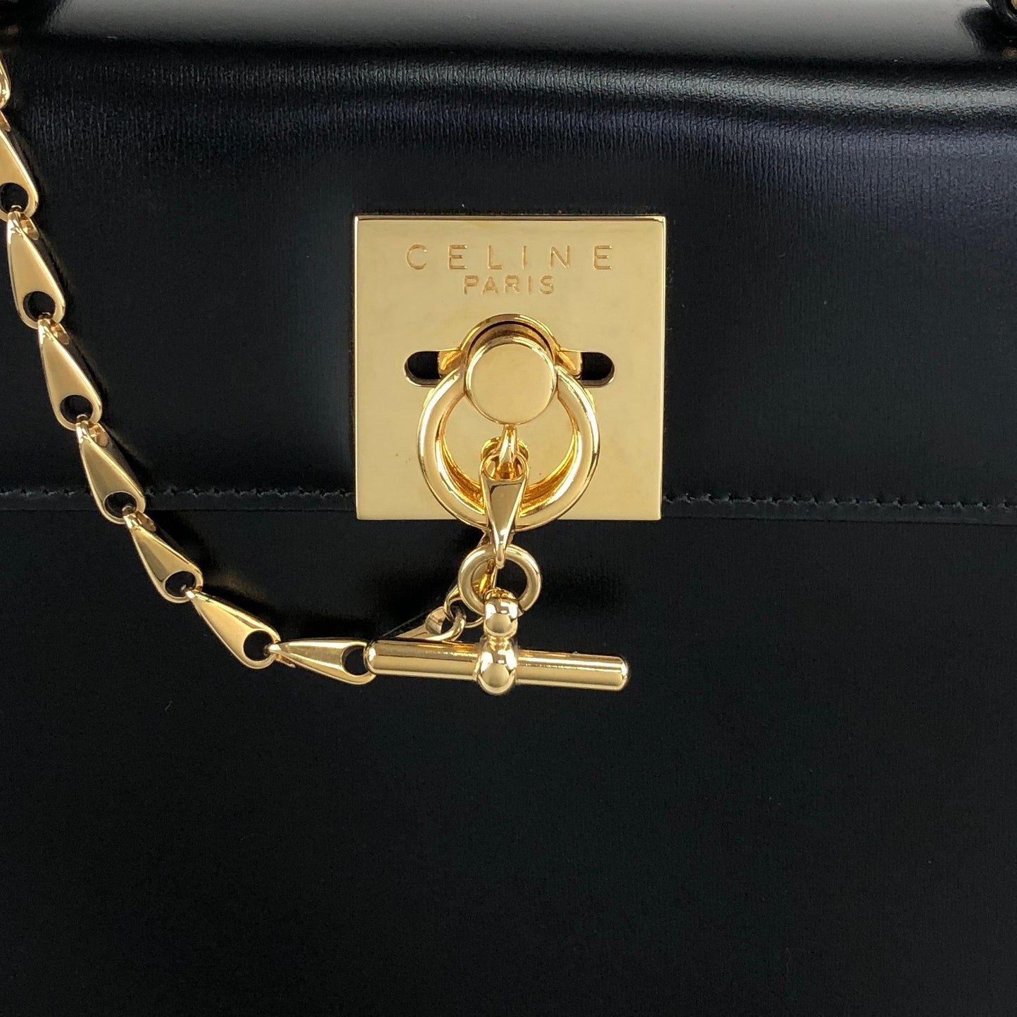 CELINE Gancini Two-way Handbag Shoulder bag Black Vintage nifgs8