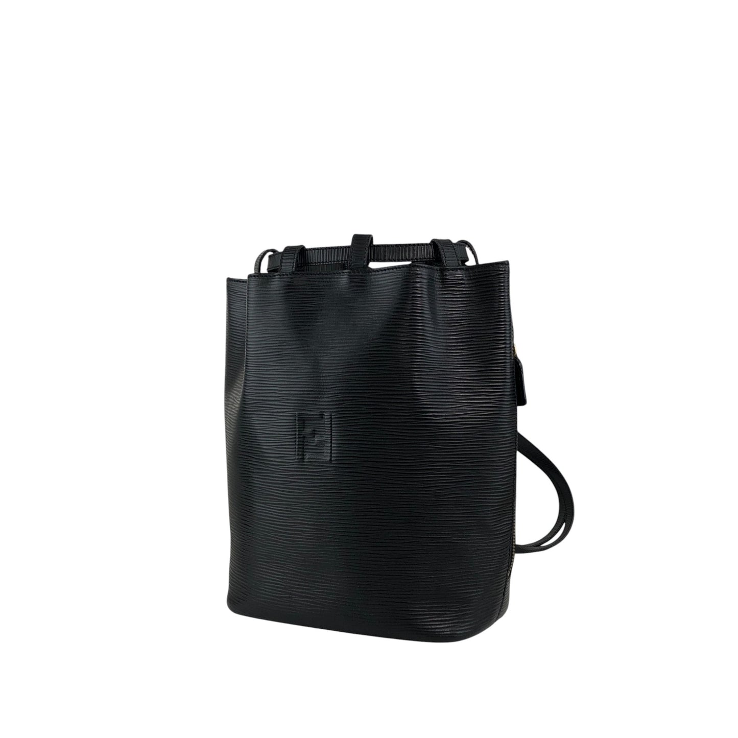 FENDI Logo Embossed Shoulder bag Black Vintage 76k8ej