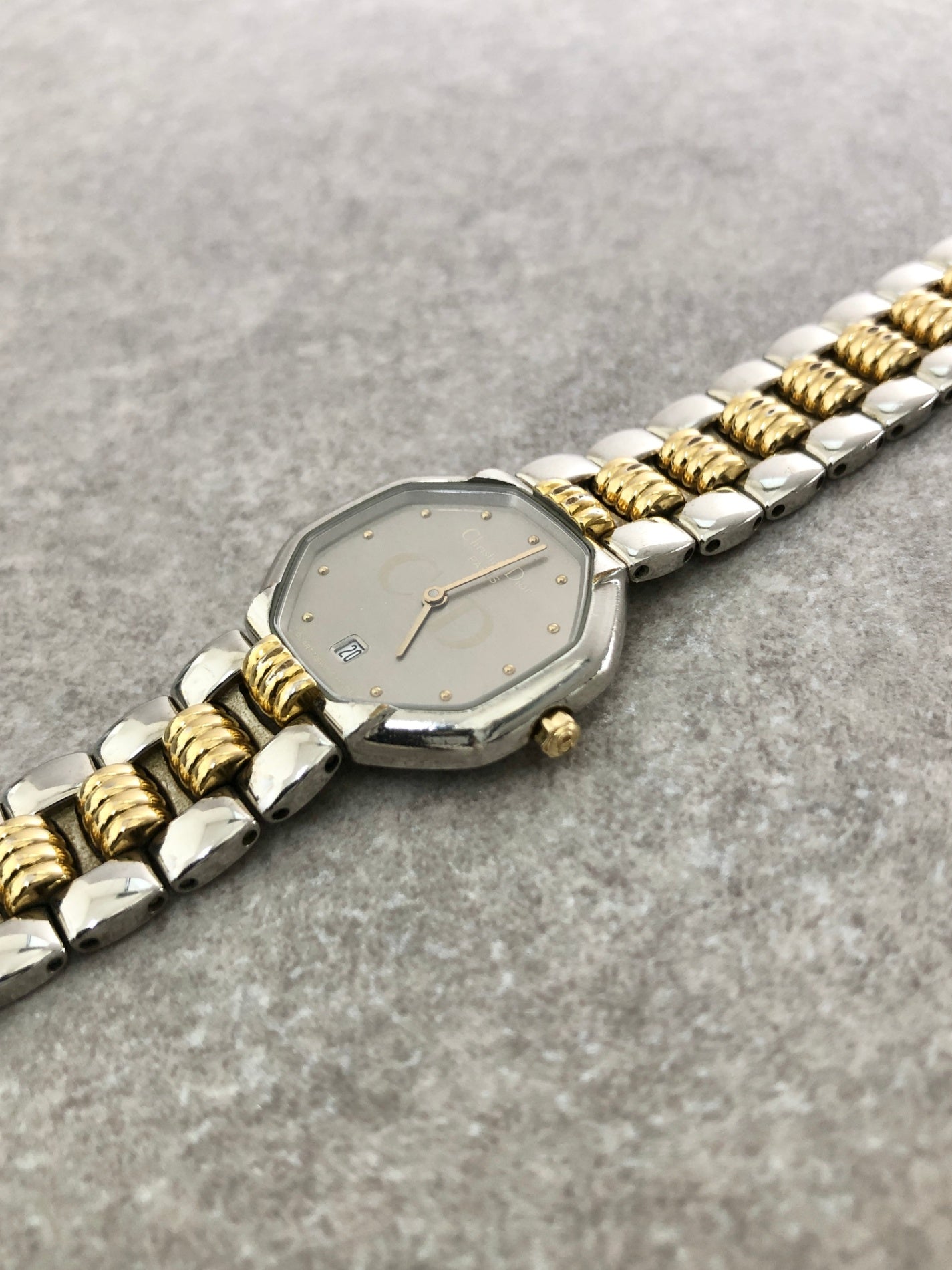Christian Dior Octagon Quartz Watch Gold 48.203 Vintage s6cej8