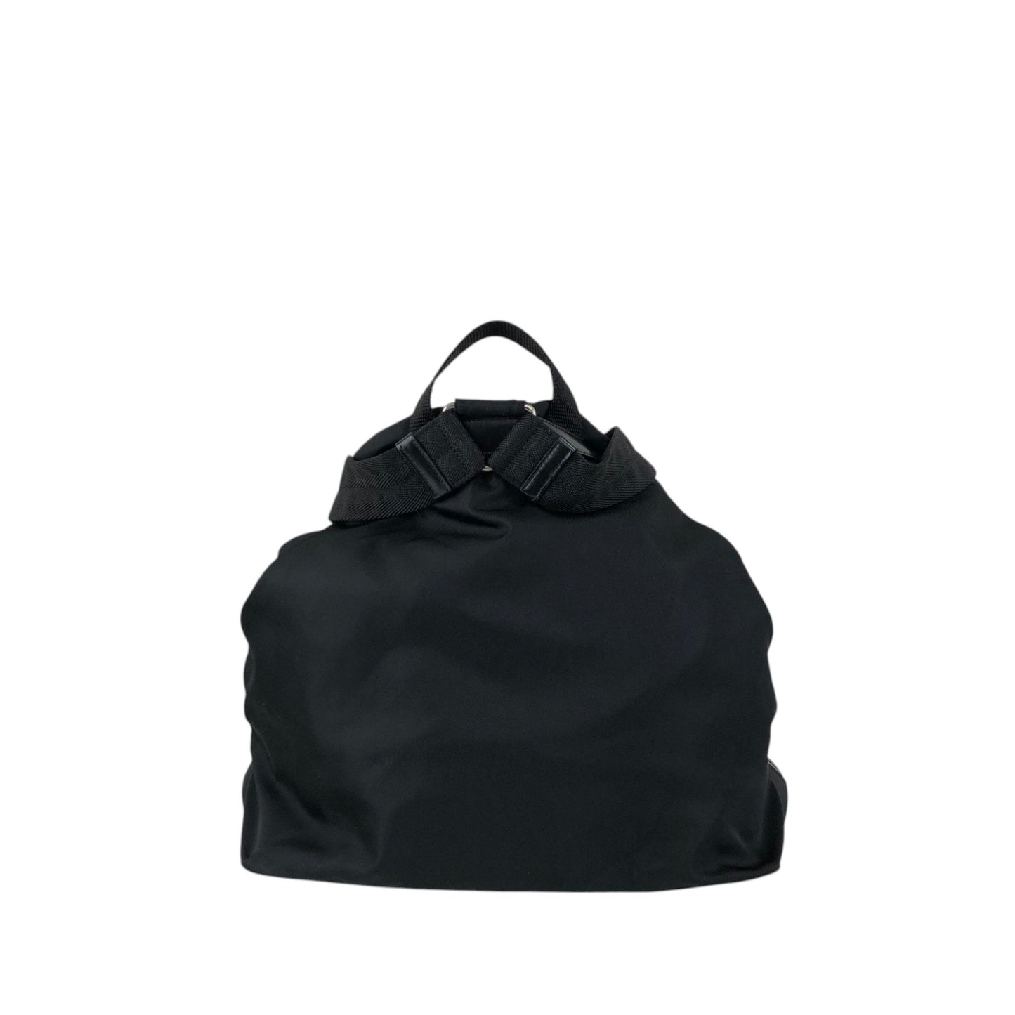 PRADA Tessuto Triangle Logo Front Buckle Double Pocket Backpack Black Vintage mkvbvj