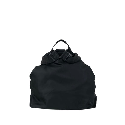 PRADA Tessuto Triangle Logo Front Buckle Double Pocket Backpack Black Vintage mkvbvj