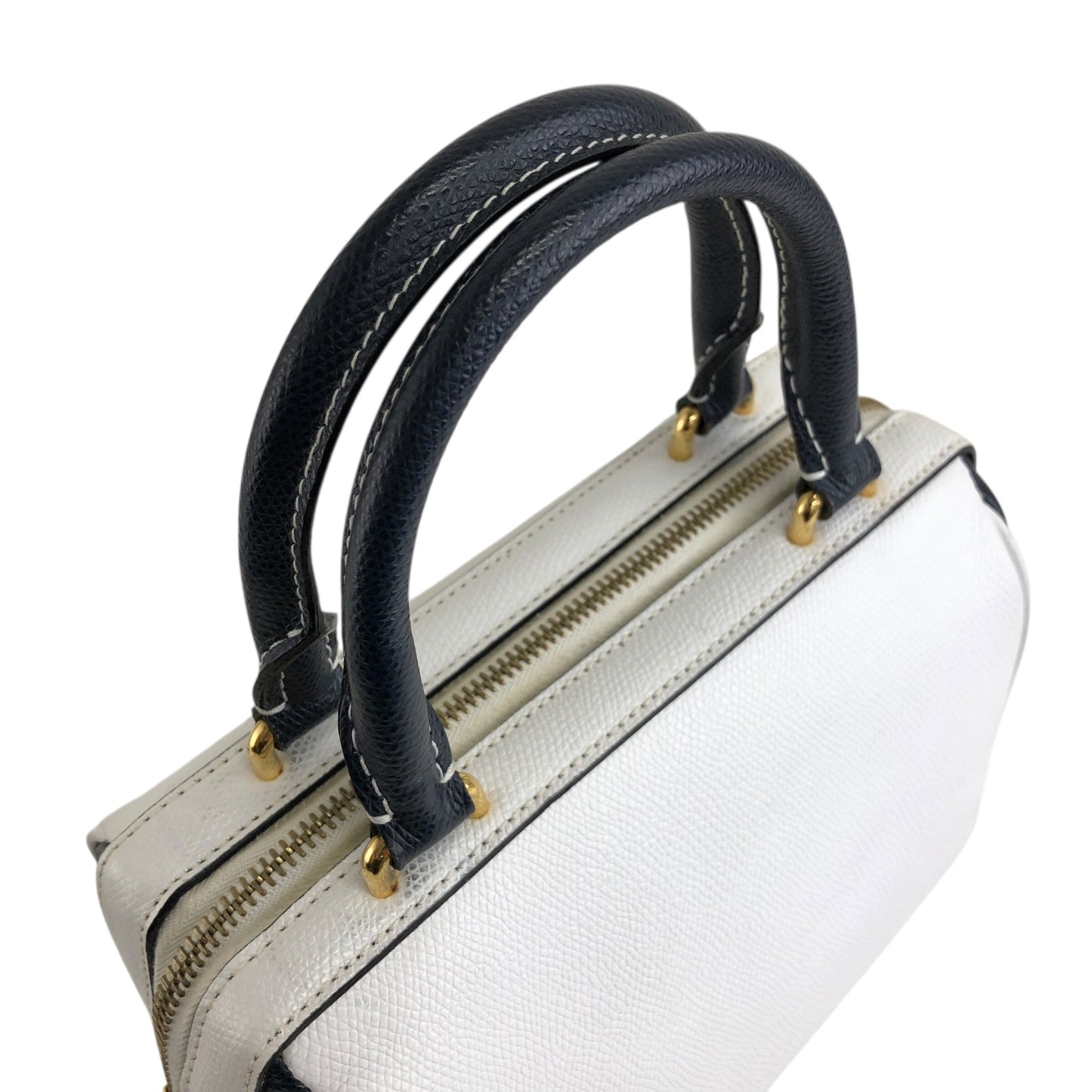 CELINE Two-way Small Boston bag Shoulder bag White×Navy Vintage gbtb54