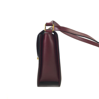 CELINE 掛鎖皮革斜背包 波爾多紅 復古 28epaz 