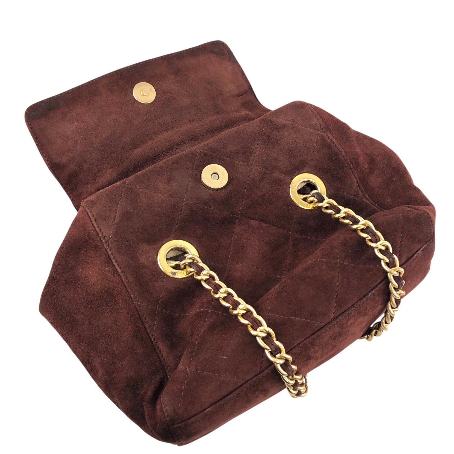 PRADA Triangle Logo Chain Shoulder bag Brown Vintage aprb7j