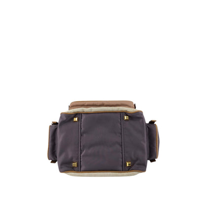 PRADA Triangle Logo Multi Pocket Handbag Totebag Beige×Blue Vintage fkki3a
