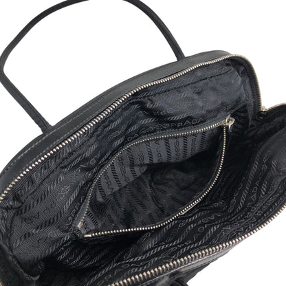 PRADA 三角形標誌前口袋小號波士頓包手提包黑色復古 k2g4ss