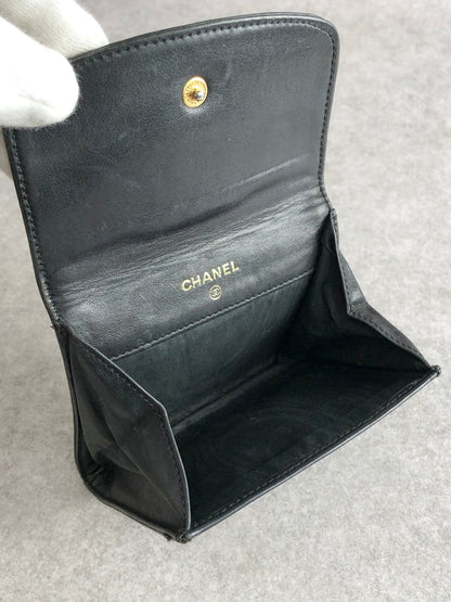 CHANEL Coco Mark Coin Purse Black Vintage gscxim