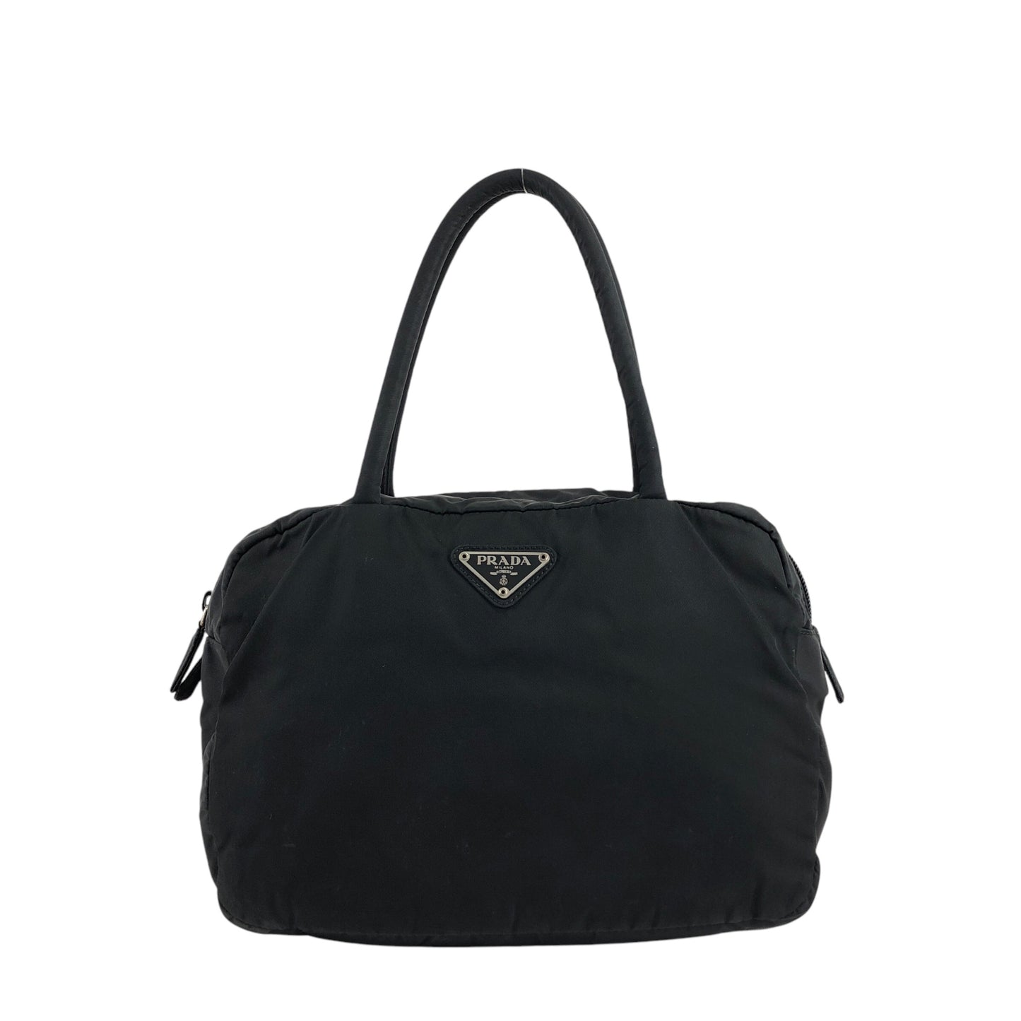 PRADA Triangle Logo Handbag Black Vintage 4dtkj4