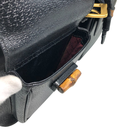 GUCCI Bamboo Front Buckle Backpack Black Vintage i34ihz
