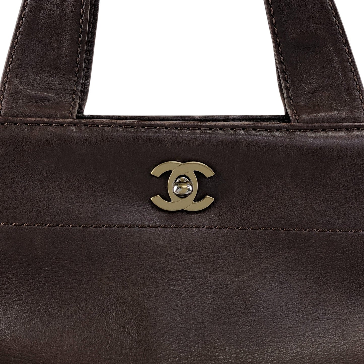 CHANEL Coco Mark Turn Lock Two-way Handbag Shoulder bag Brown Vintage kkmbzd