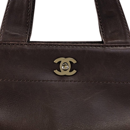 CHANEL Coco Mark Turn Lock Two-way Handbag Shoulder bag Brown Vintage kkmbzd