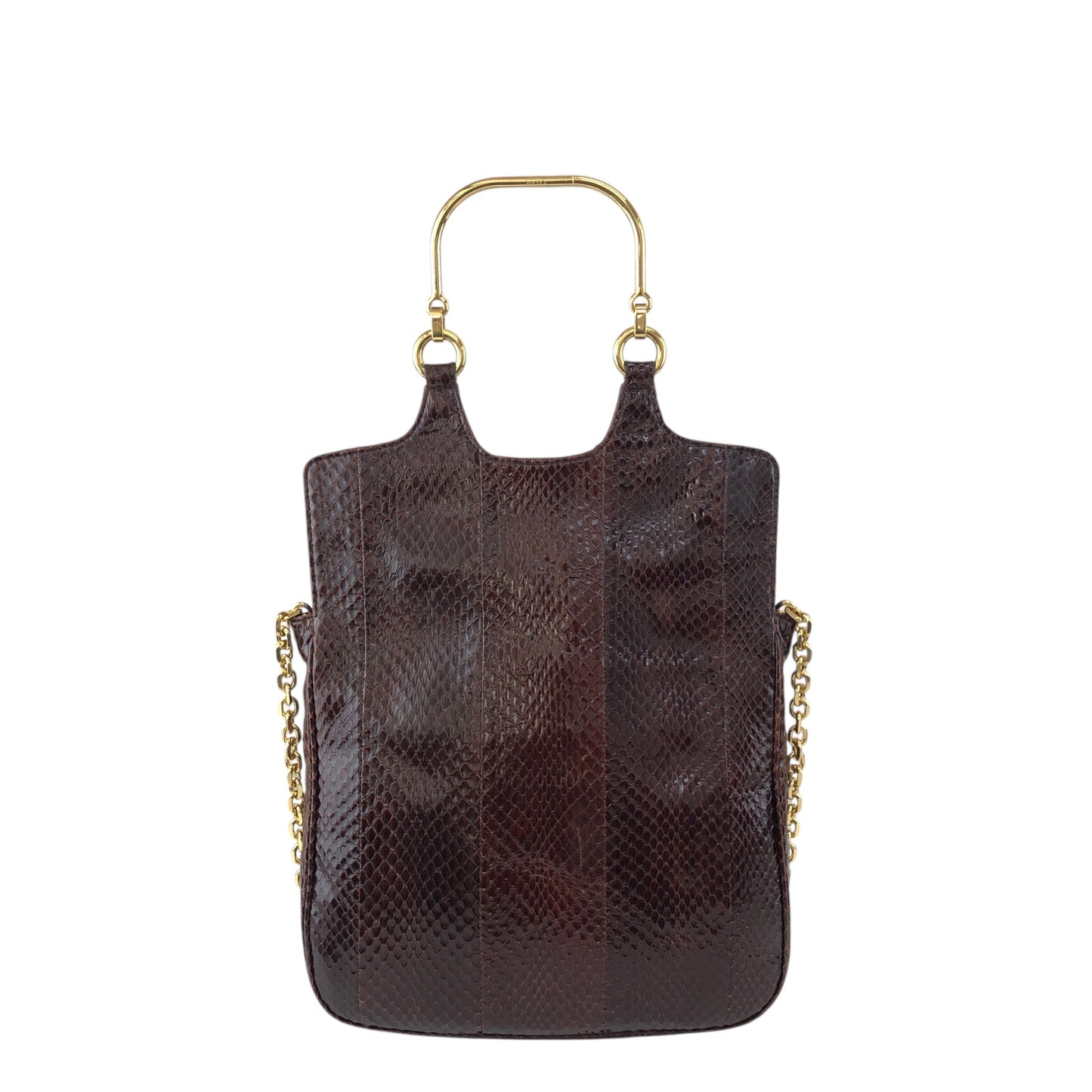 CELINE Two-way Handbag Chain Shoulder bag Brown Vintage 2b68me