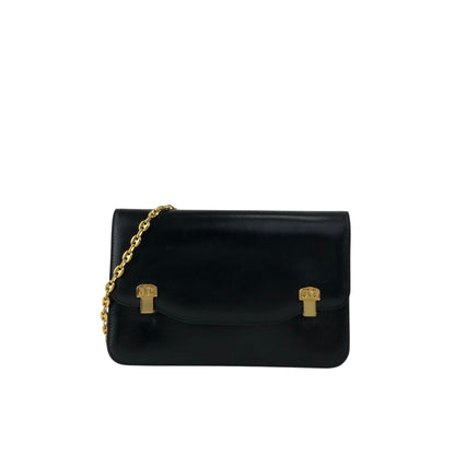 CELINE Triomphe Chain Shoulder bag Black Vintage hd5spn