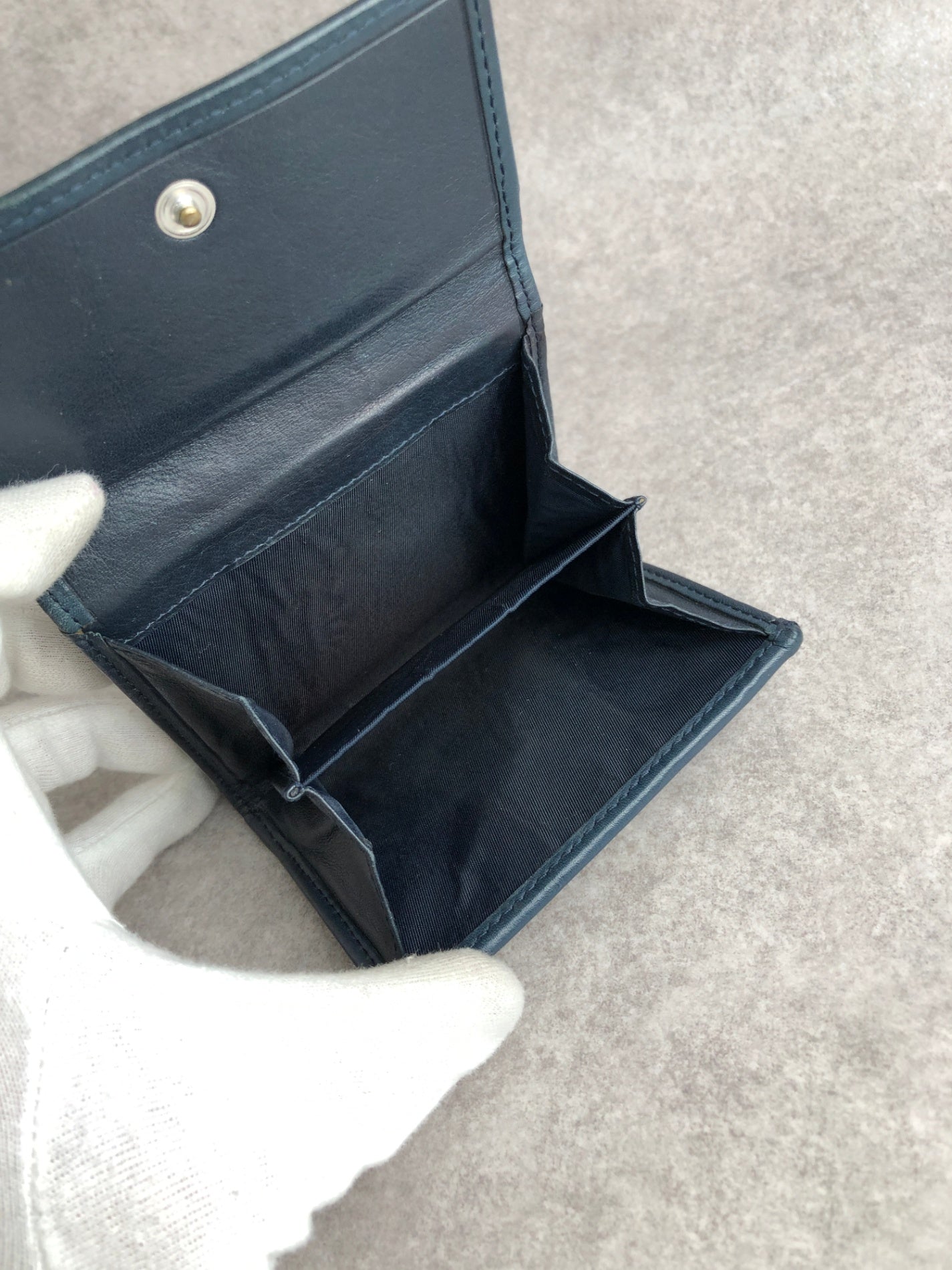 Christian Dior Trotter Folded Wallet Navy Vintage pmj4fu