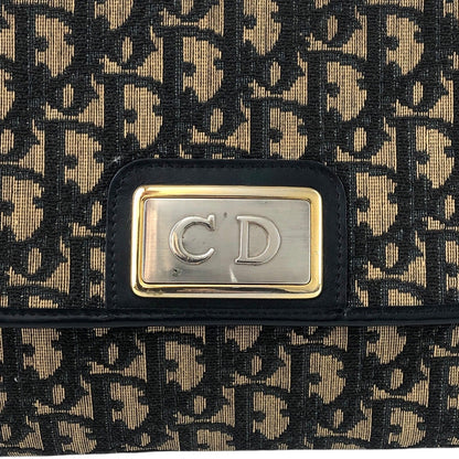 Christian Dior Trotter CD Logo Chain Shoulder bag Navy Vintage bmy3ab