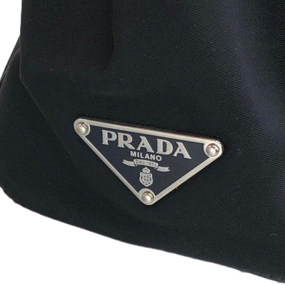 PRADA Triangle Logo Front Buckle Handbag Black Vintage ittwrv