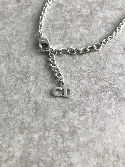 Christian Dior Logo Motif Necklace Silver Vintage t8f4zg