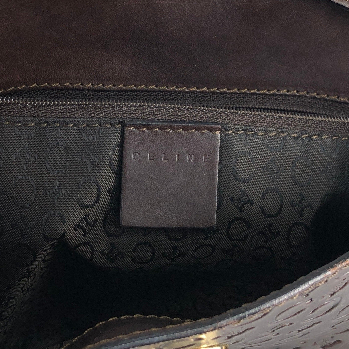 CELINE Blason Turn Lock Shoulder bag Brown Vintage txixub