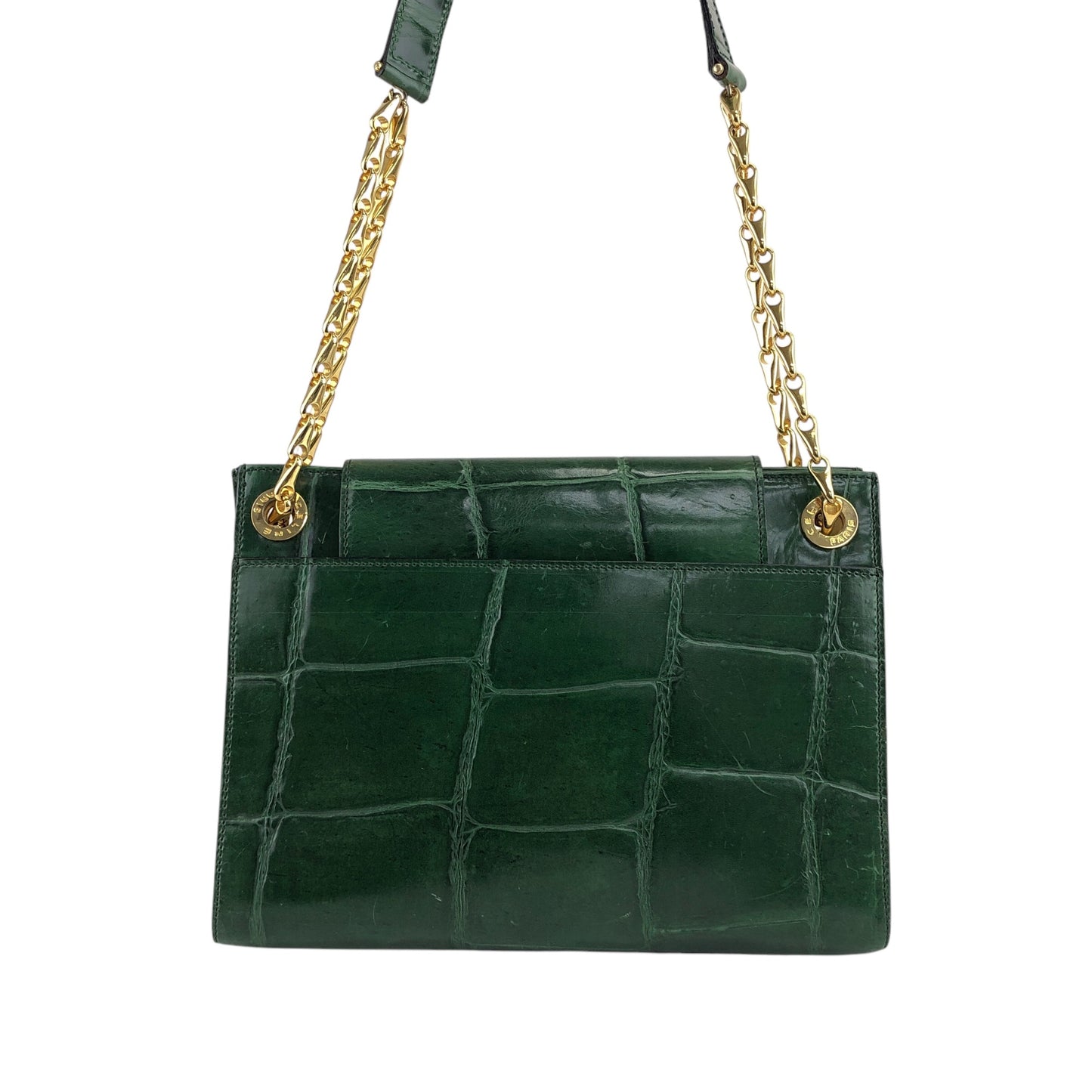CELINE Chain Shoulder bag Green Vintage dwbc7x