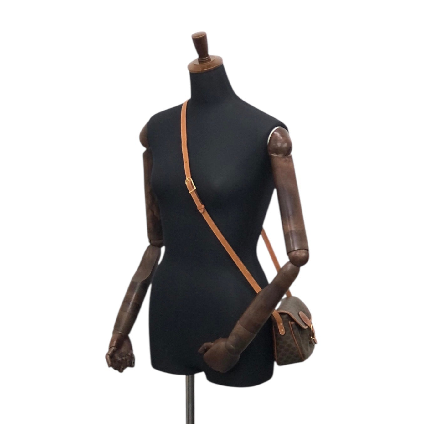CELINE Macadam Blason Front Buckle  Shoulder bag Brown Vintage gzgnsp