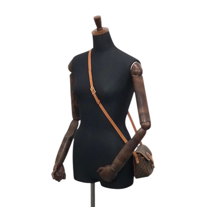 CELINE Macadam Blason Front Buckle  Shoulder bag Brown Vintage gzgnsp