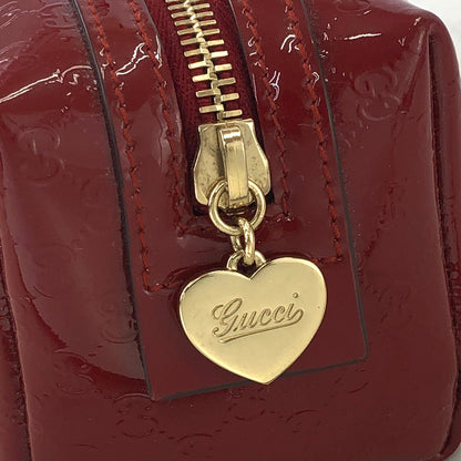 GUCCI GG Pattern Patent Leather Pouch Red Vintage 57pbbg