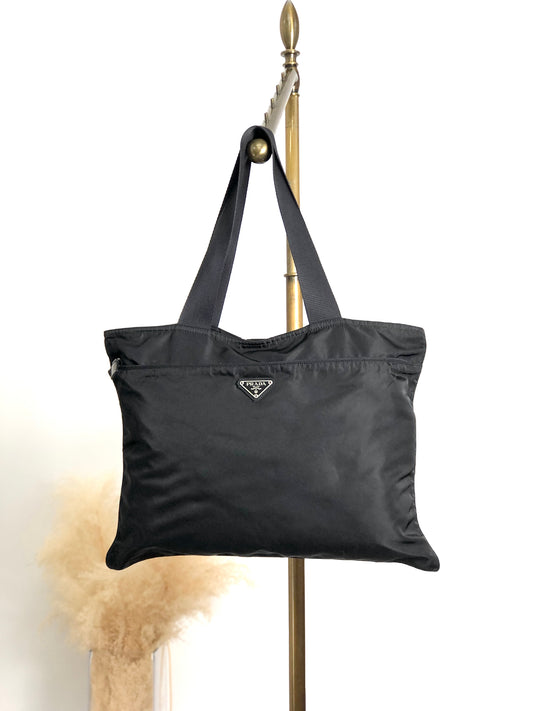 PRADA Tessuto Triangle Logo Totebag Black Vintage t7z4fj