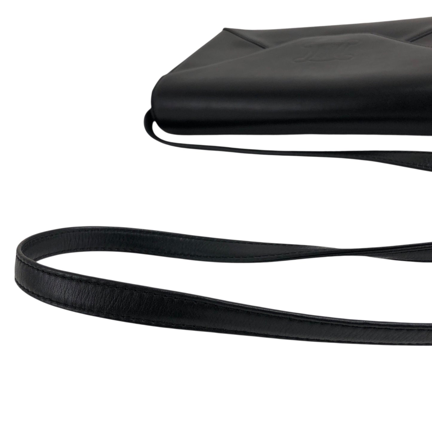 CELINE Blason Crossbody Shoulder bag Black Vintage byue3n