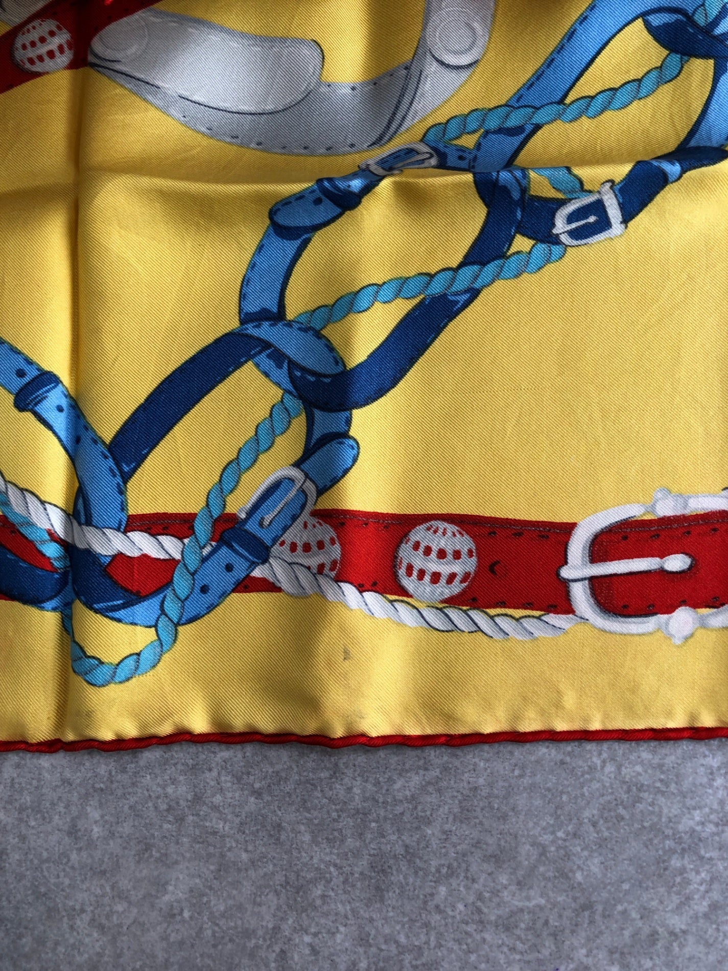 CELINE SILK Scarf Yellow Vintage t7z5n3