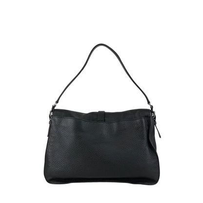 PRADA Logo Embossed Front Buckle Shoulder bag Black Vintage u2jbxr