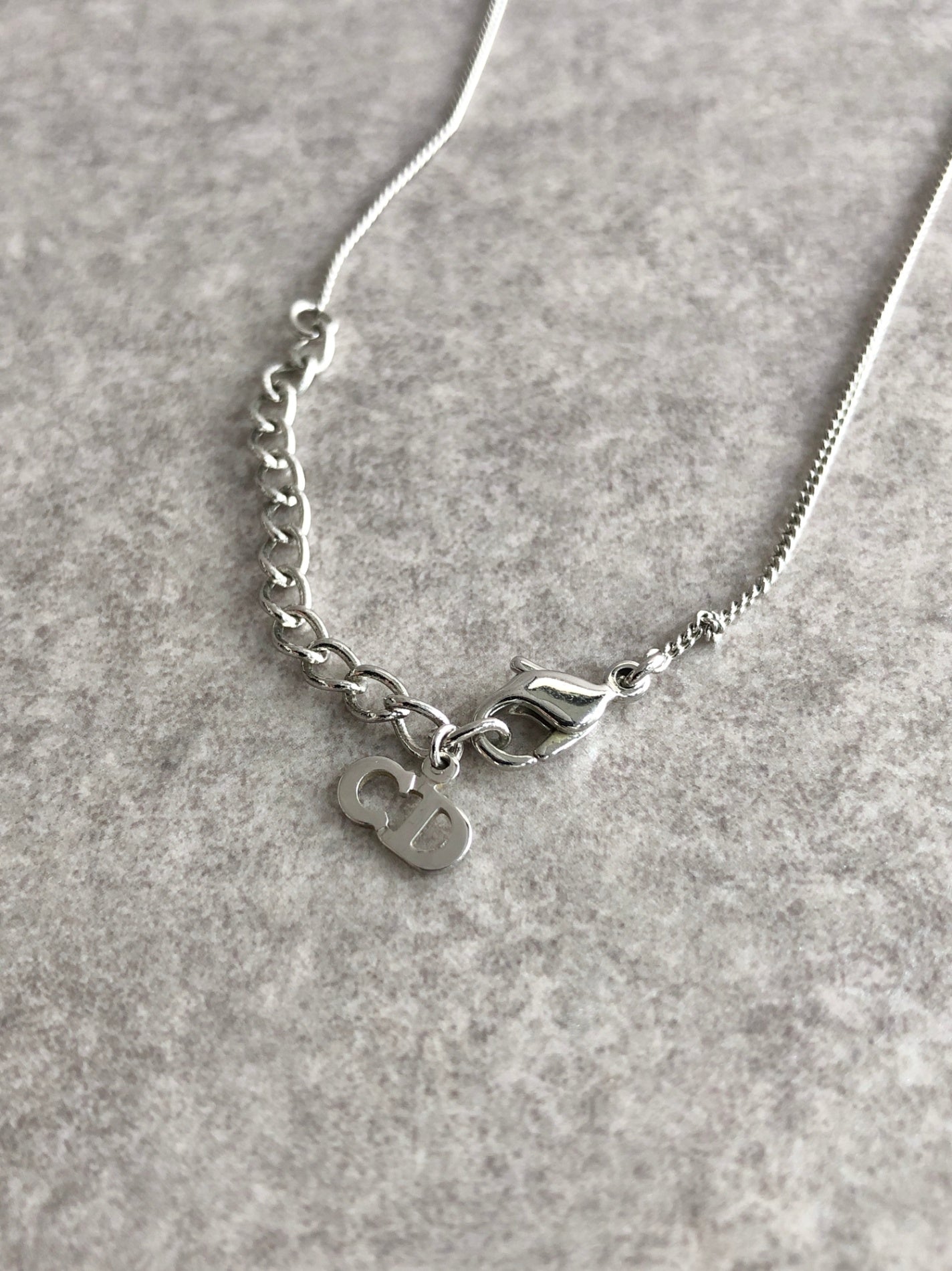 Christian Dior Logo Necklace Silver Vintage 4tsysf