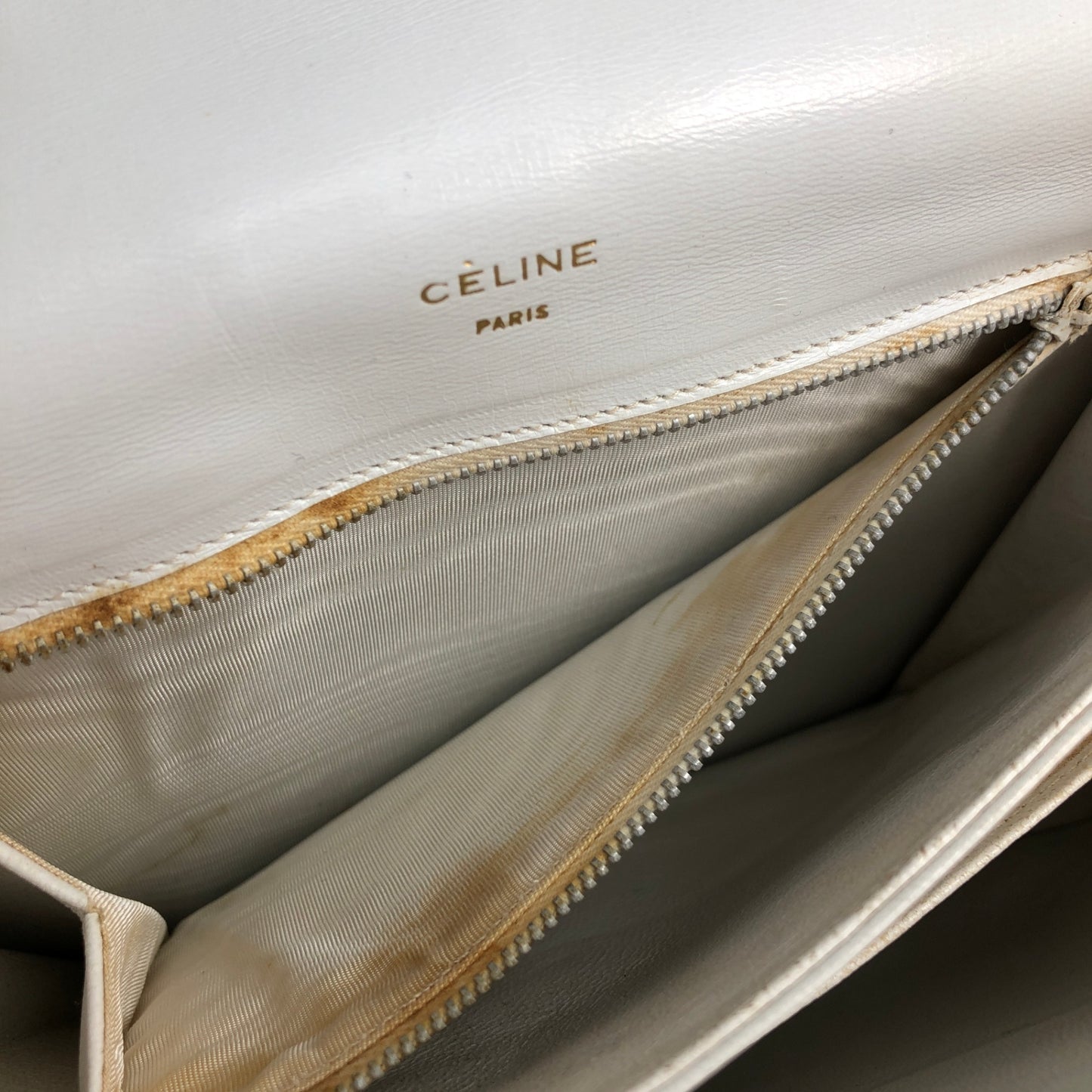 CELINE Horse Carriage Shoulder bag White Vintage tj6jzj