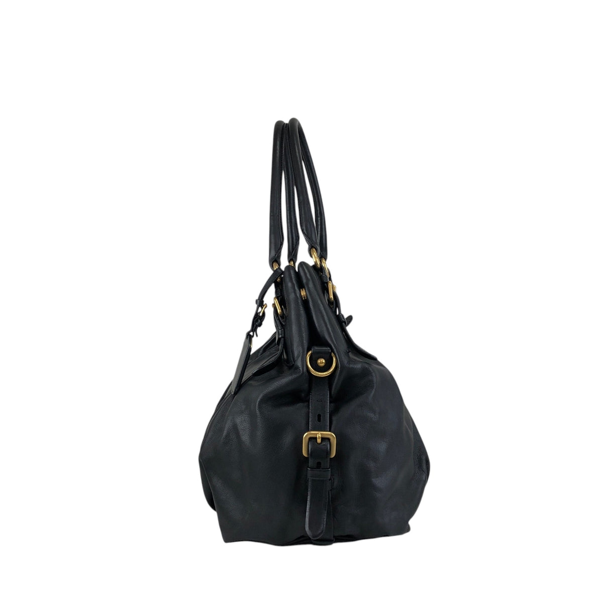 PRADA Logo Shoulder bag Hobobag Black Vintage k2n6cf