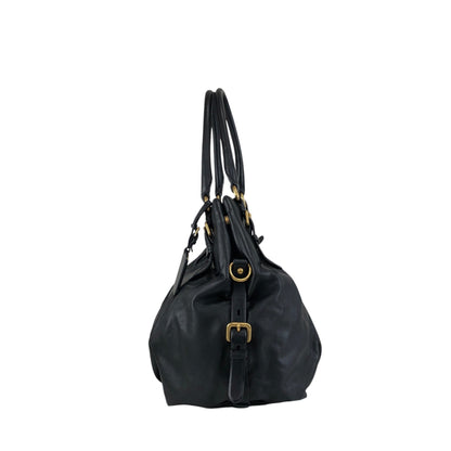 PRADA Logo Shoulder bag Hobobag Black Vintage k2n6cf