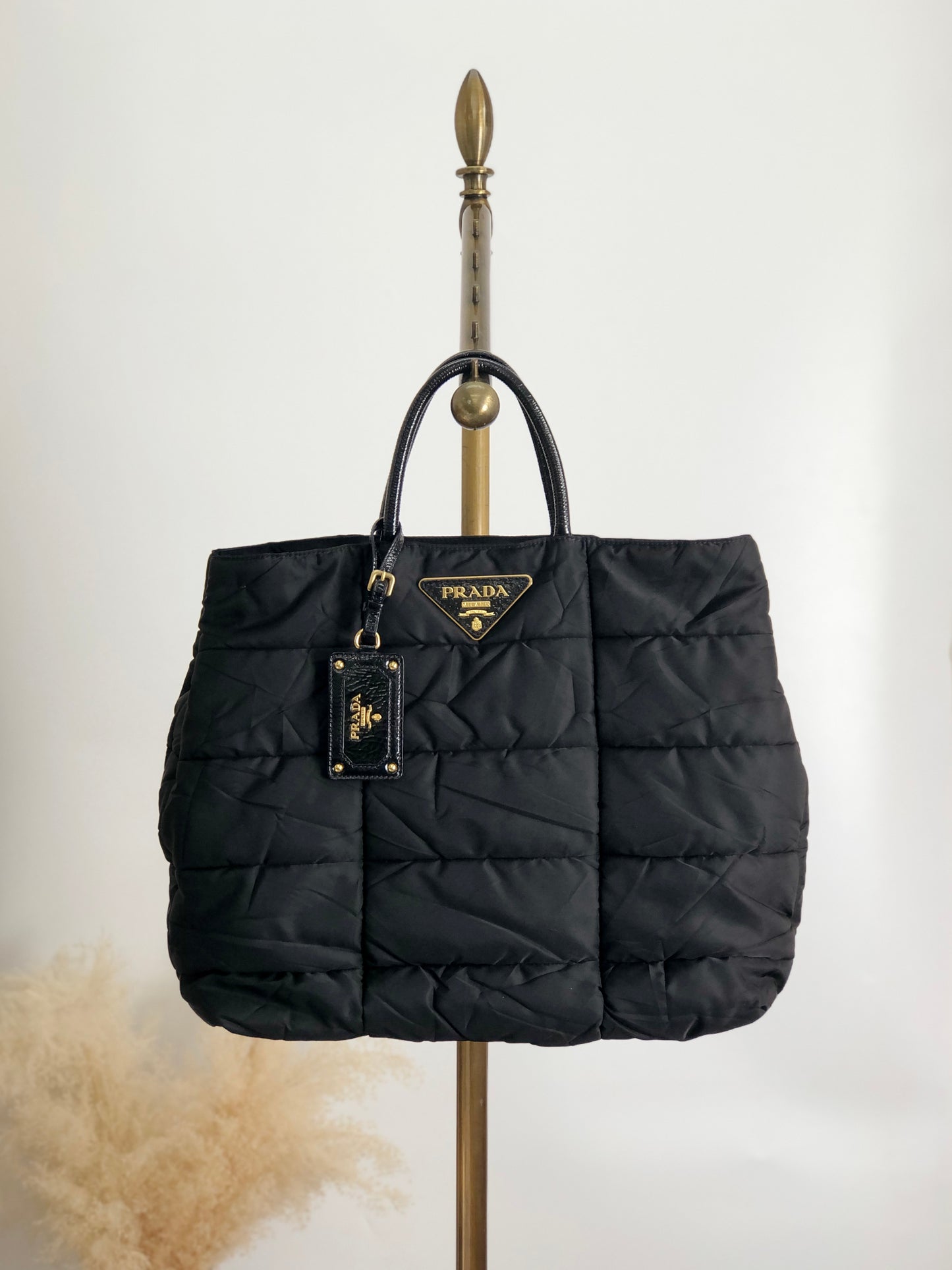 PRADA Triangle Logo Two-way Handbag Shoulder bag Black Vintage gj4fbh