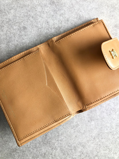 CELINE Macadam Blason Metal Clasp Folded Wallet Brown Vintage vsfyif