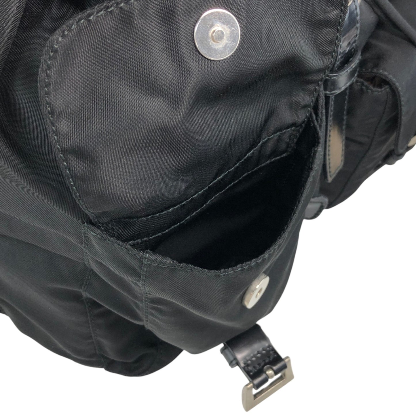 PRADA Tessuto Triangle Logo Double Pocket Backpack Black Vintage rikdef