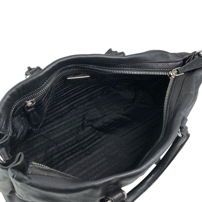 PRADA Logo Two-way Handbag Shoulder bag Black Vintage 2n4xpw