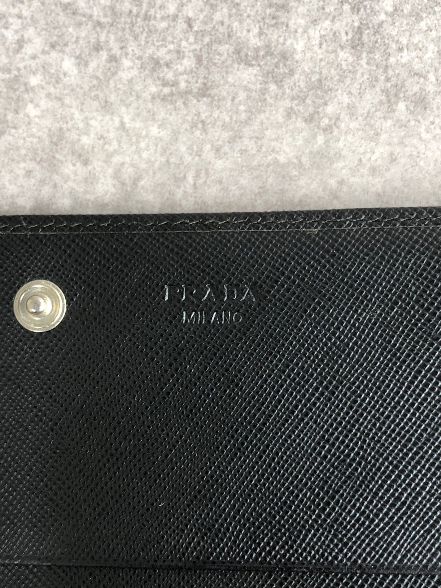 PRADA Triangle Logo Folded Wallet Black Vintage dwgxzb